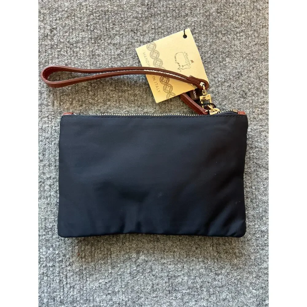 NWT Masters Golf Black Zip Clutch Purse Wristlet Augusta National Golf Italy